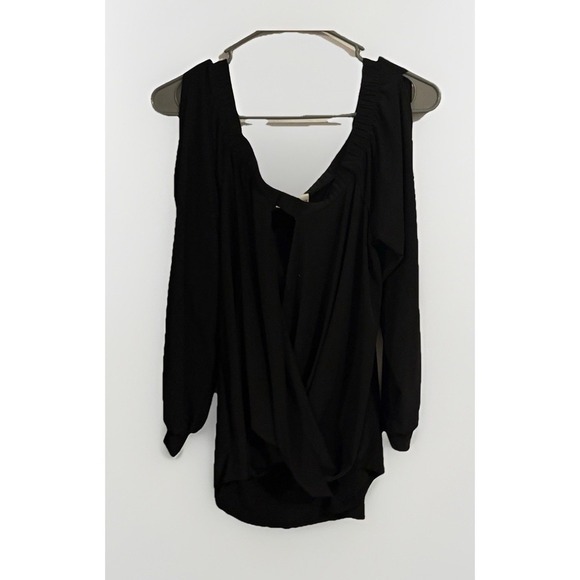 Lilian Womens Black Solid Polyester Spandex Blouse Shirt Xl - Picture 1 of 4